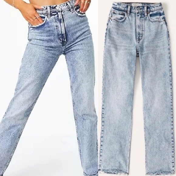 Abercrombie & Fitch Denim - Abercrombie and Fitch The 90's Straight Ultra High Rise Acid Wash Jeans NWT